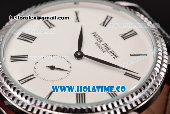 Patek Philippe Calatrava Asia ST16 Automatic Steel Case with White Dial and Black Leather Strap - Click Image to Close
